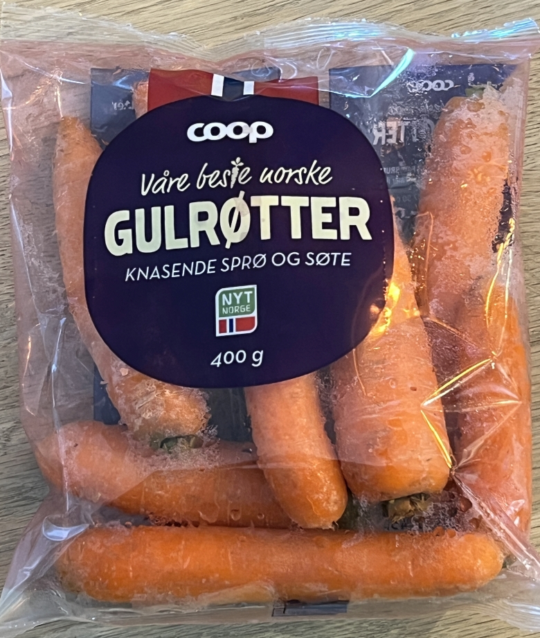 Coop Våre beste norske gulrøtter knasende sprø og søte Nyt Norge 400 gram