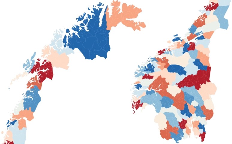 Norgeskart inndelt i kretser