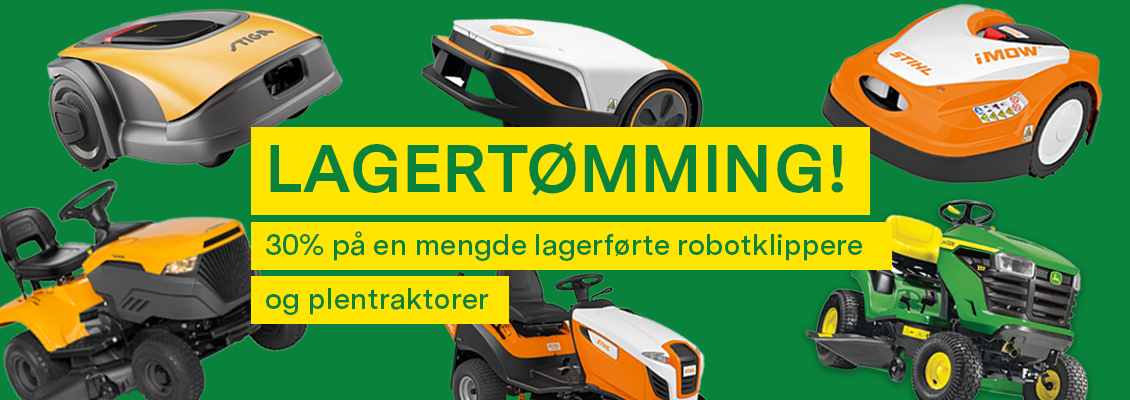 Lagertømming - 30% på n mengde lagerførte robotklippere