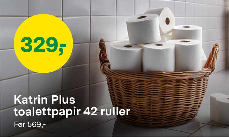 Katrin Plus toalettpapir 42 ruller før 569 kr nå 329 kr