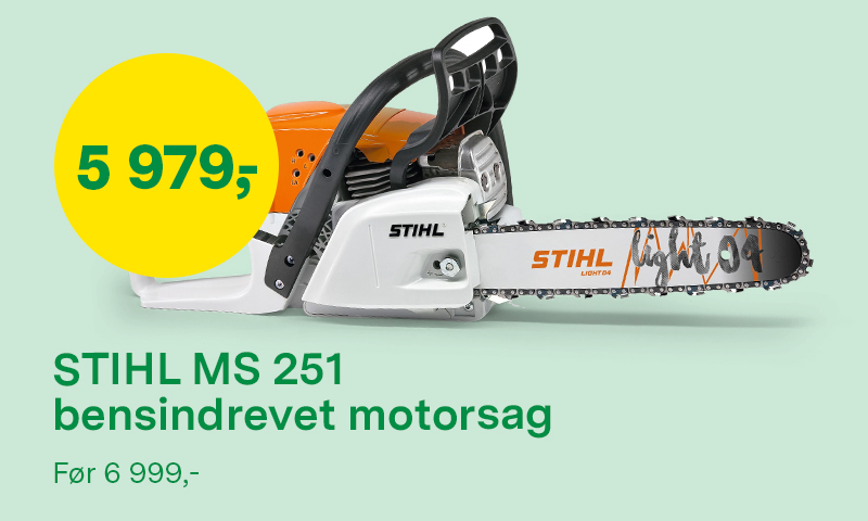 Stihl  bensindrevet motorsag MS 251 før 6 999,- nå 5 979,-