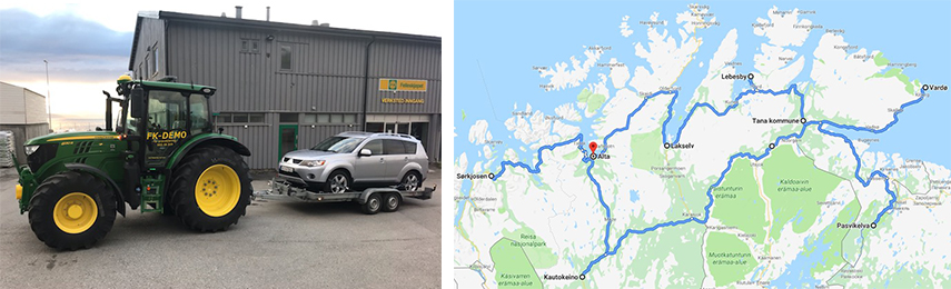 Traktor og kart over Finnmark