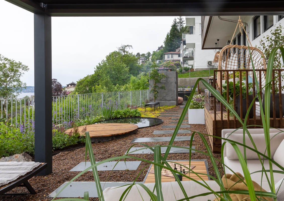 Ferdig hage med ulike soner