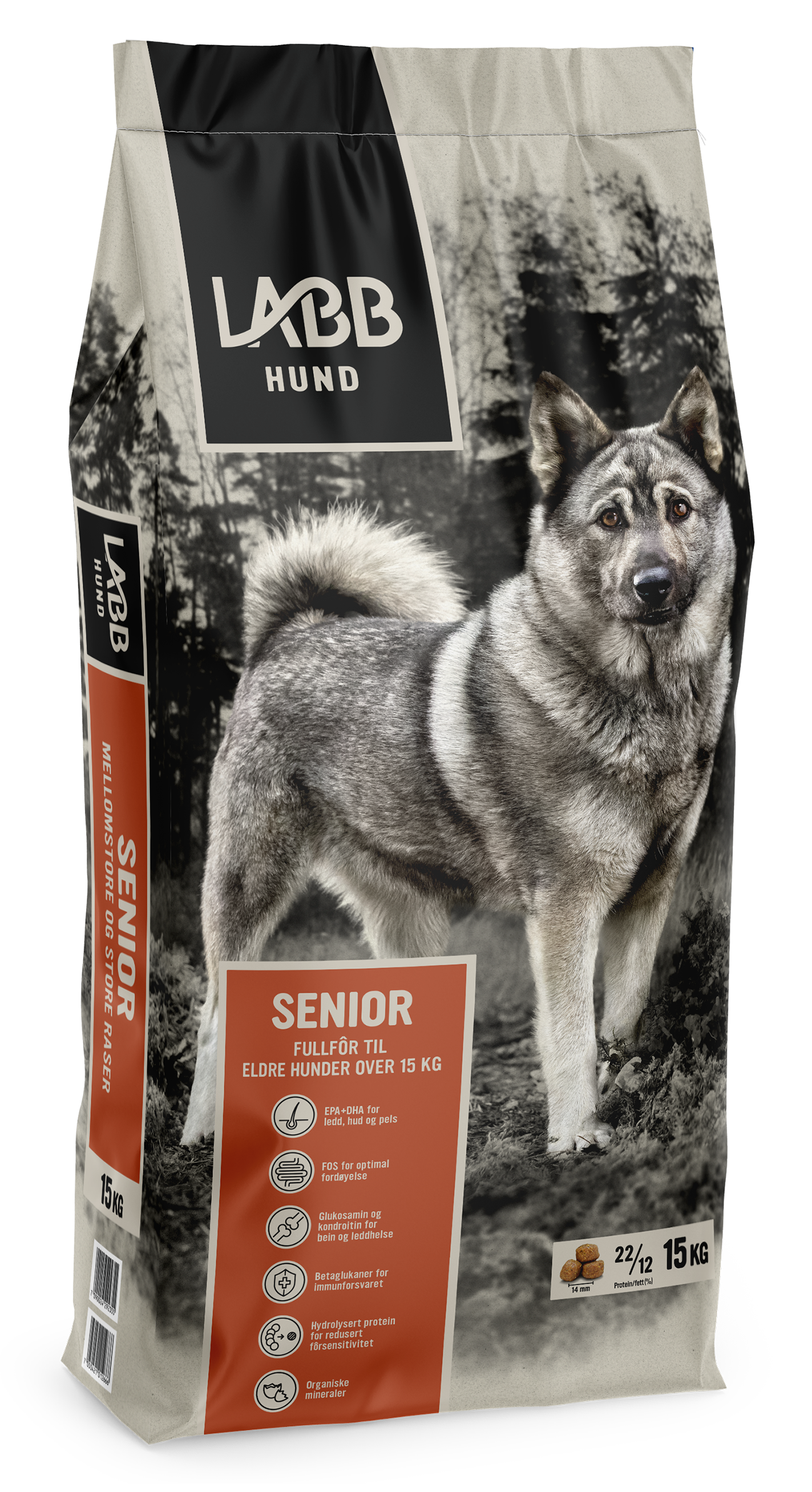 Hundefôr Senior mellom- og store hunder 15 kg