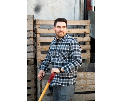 Flanellskjorte mørkgrå rutet herre