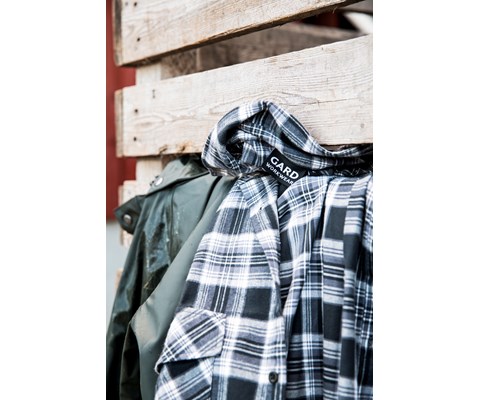 Flanellskjorte mørkgrå rutet herre