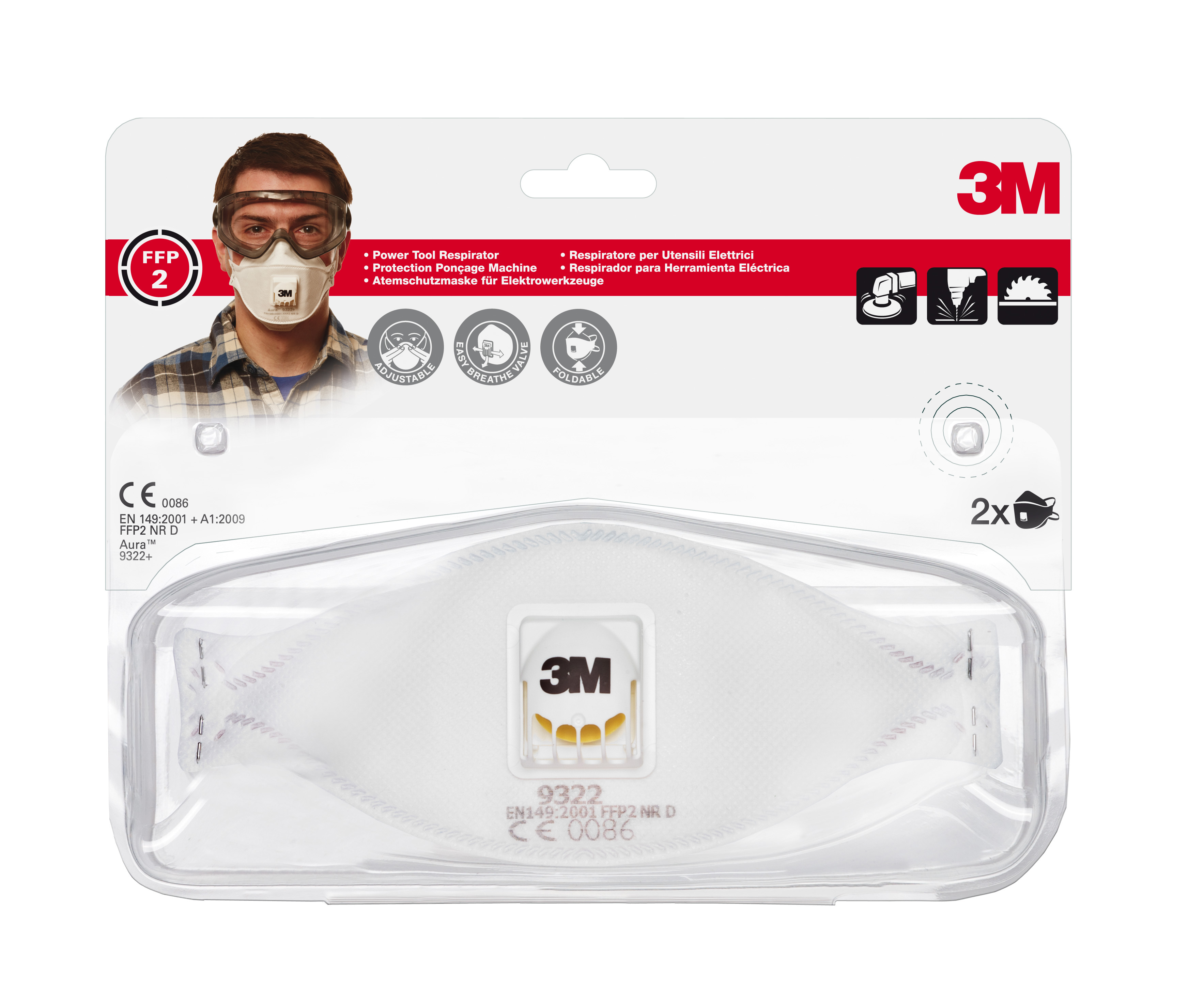 Støvmaske 9322 C2 FFP2 med ventil 2 pk