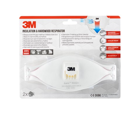 Støvmaske 9332C2 FFP3 FIN 2 stk