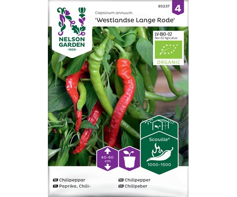 Frø chilipepper Westlandse Lange Rode økologisk