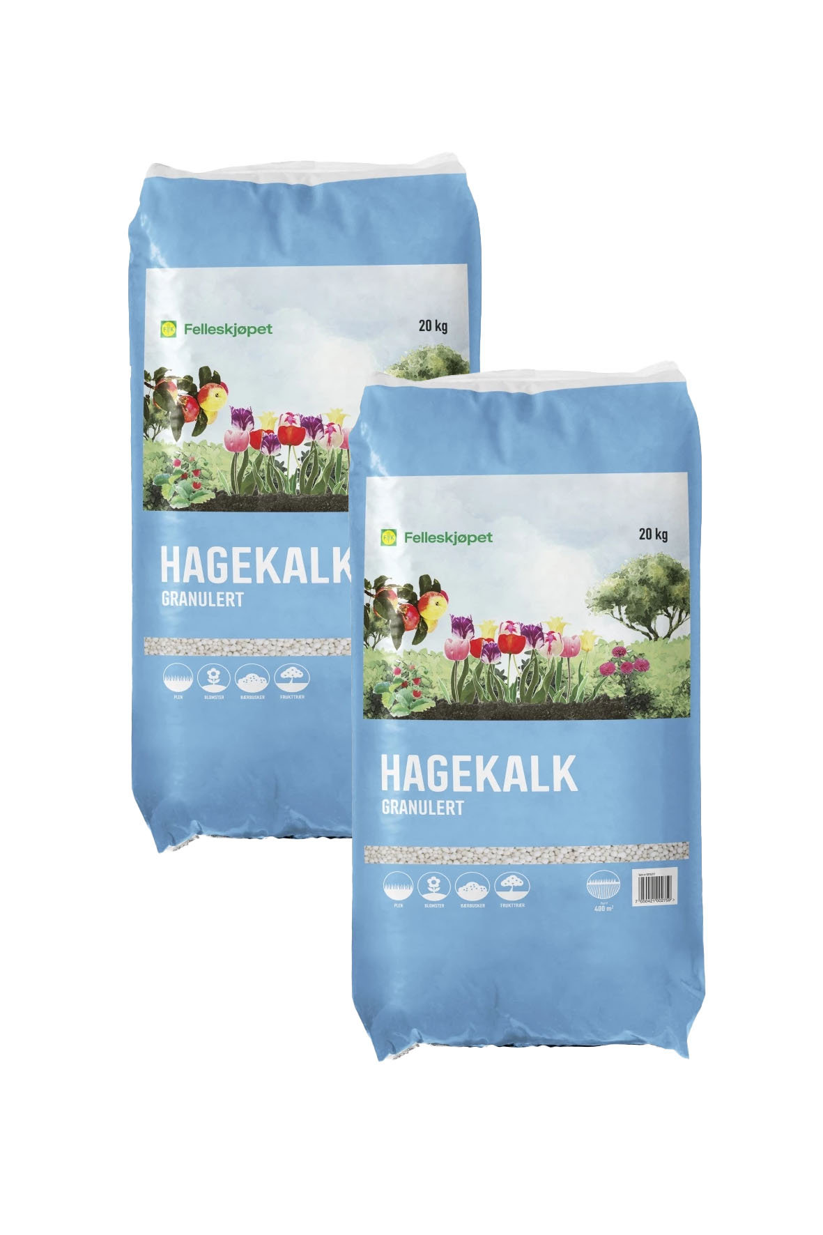 Hagekalk granulert 20 kg - 2 pk