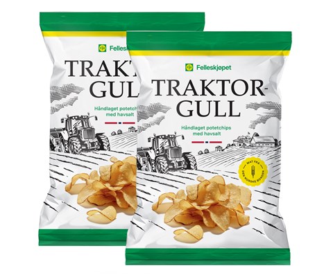 Traktorgull potetchips havsalt 2 stk à 150 g