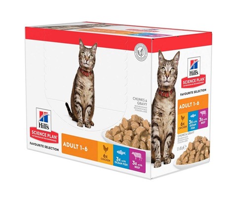 Våtfôr Adult Multipack kylling, havfisk og oksekjøtt 12x85 g