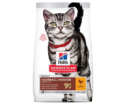 Kattemat Hairball Indoor Adult Kylling 1,5 kg