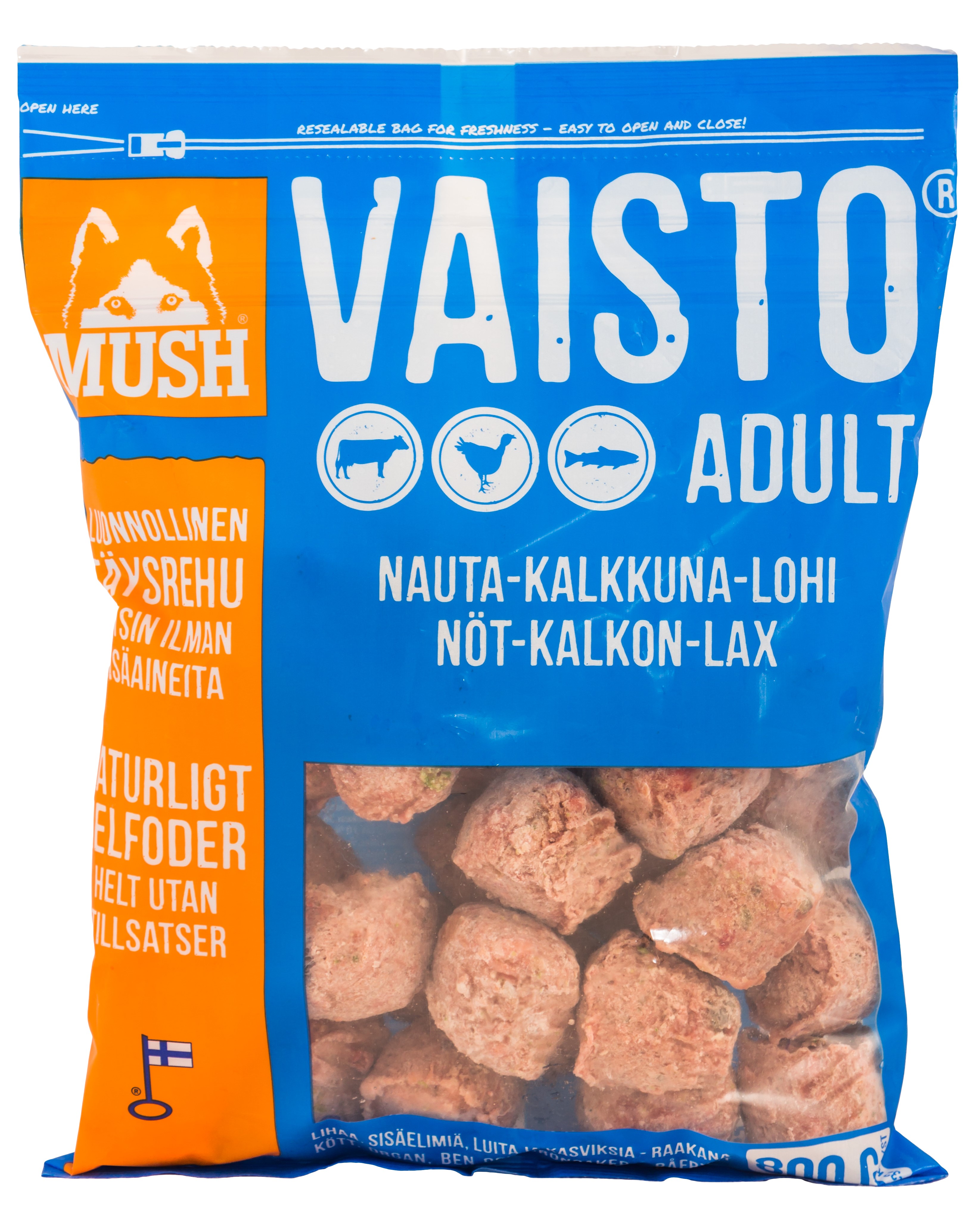 Hundefôr Vaisto frosset okse-kalkun-laks 800 g