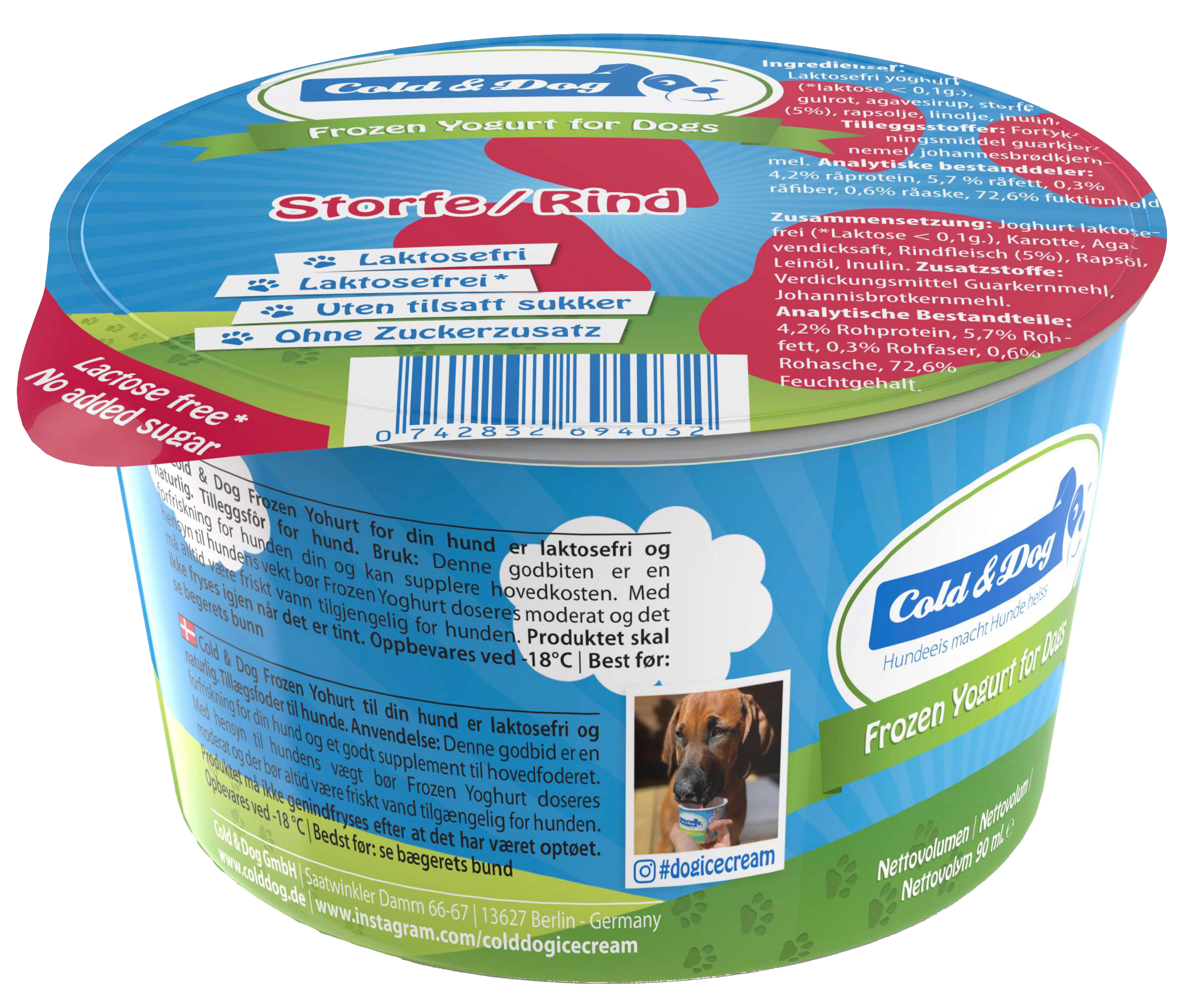 Frossen yoghurt Storfe for hunder 240g