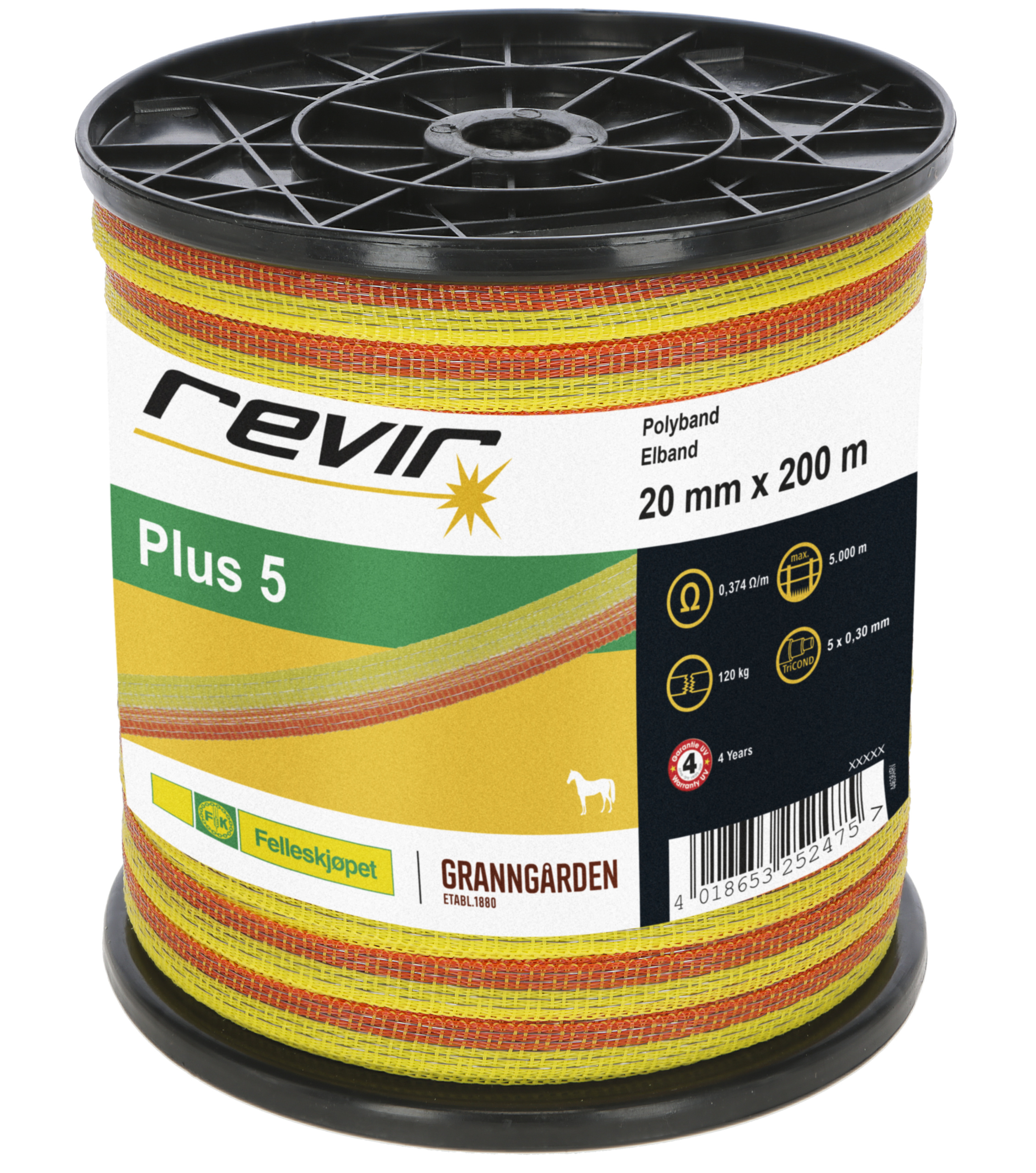 Plus 5 polyband B20 mm L200 m gul