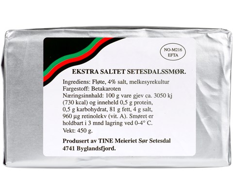 Setesdalssmør ekstra saltet 450 g