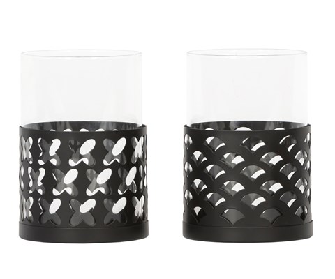 Telysholder 2 assorterte svart H13,5 cm