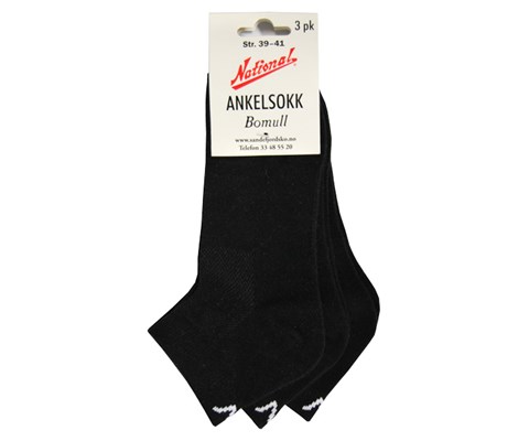 Ankelsokker svart 3 pk