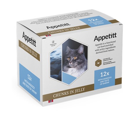 Våtfôr kolje og reke i gele 12x85 g