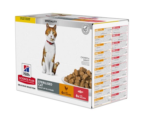 Våtfôr Adult Sterilised laks og kylling 12x85 g