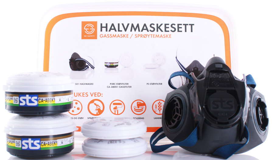 Halvmaske maskesett med filter