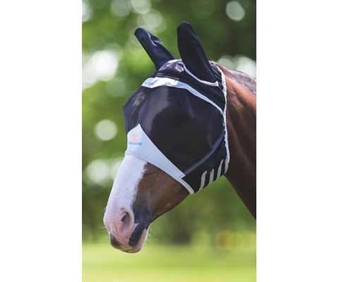 Fluemaske med ører svart