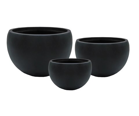 Blomsterpotte Fiberclay Globe sett à 3 stk svart