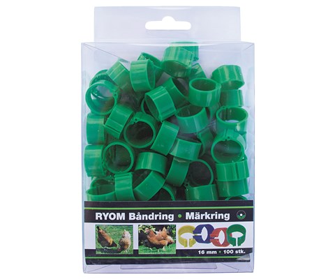 Fotringer til høns 16 mm grønn 100 stk