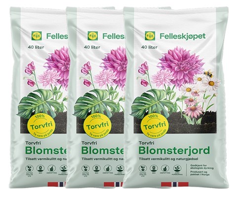 Torvfri blomsterjord 40 L-3 pk