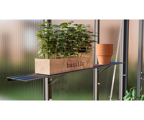 Aluminiumshylle for drivhus