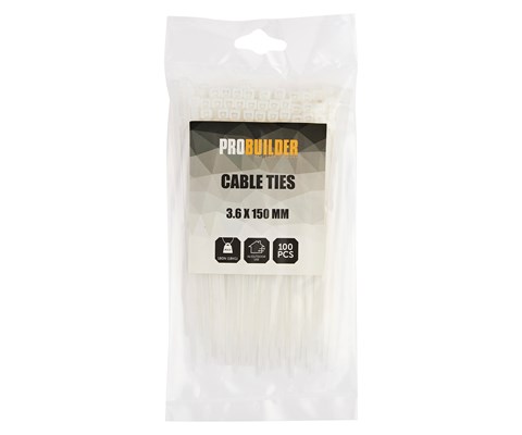 Kabelstrips 3,6 x 150 mm 100 stk. hvit