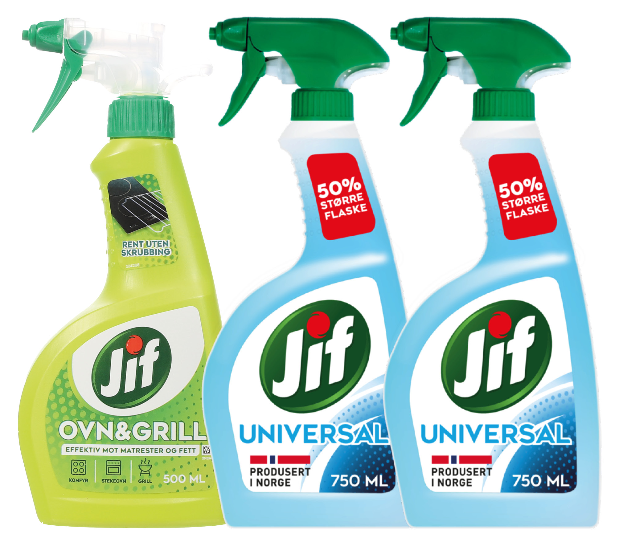 Kit med 1 ovn og grillspray og 2 universalspray