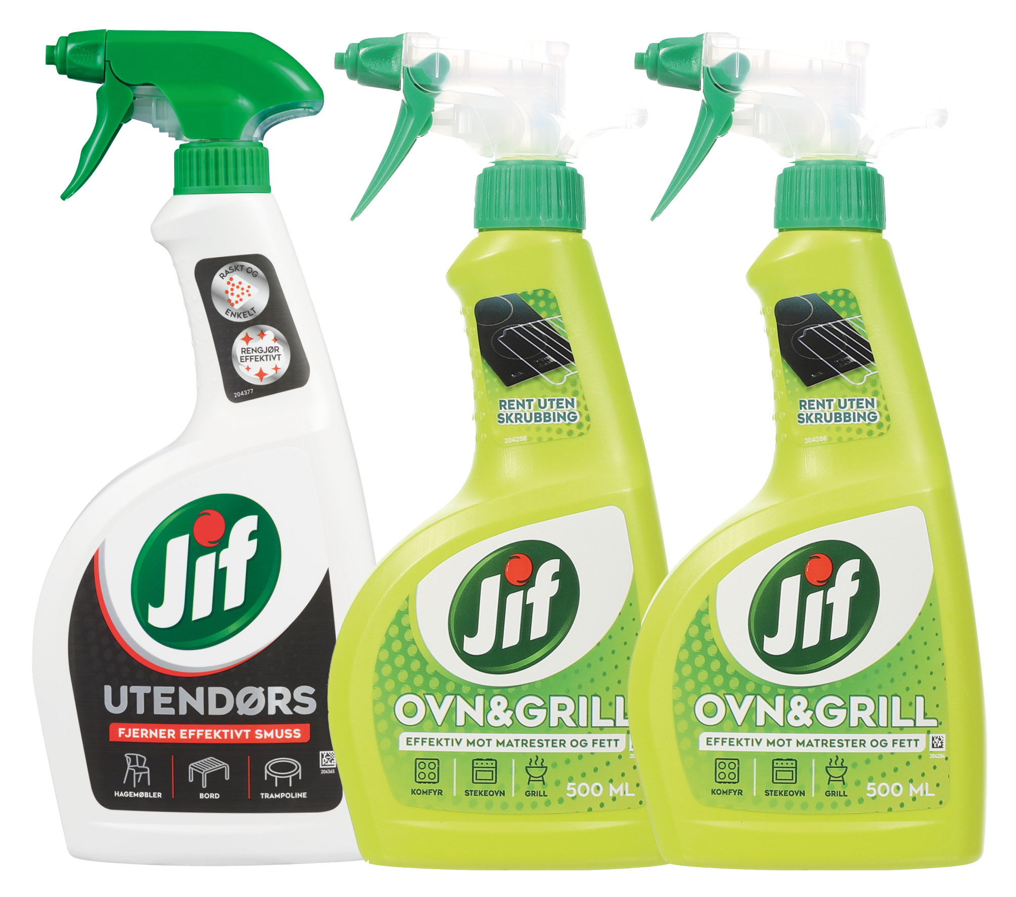 Kit med 1 utendørsspray og 2 ovn og grillspray
