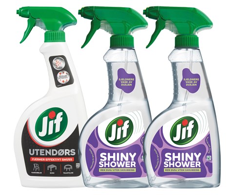 Kit med 1 utendørspray og 2 dusjrengjøringspray