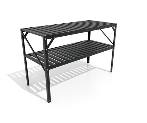 Aluminiumsbord med hylle svart