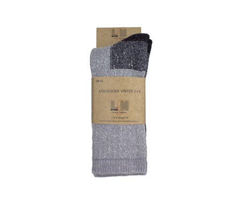 Ullsokker frotte grå 2 pk