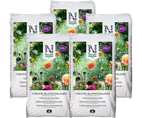 Torvfri blomsterjord 40 L 5 pk