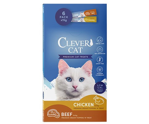Kattesnacks Creamy kylling og biff 6 x 15 g