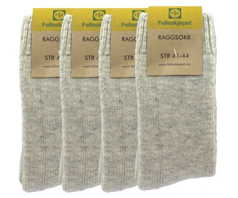 Raggsokker grå 4 pk