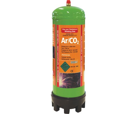 Argon CO2 engangsgassflaske 2.2 L