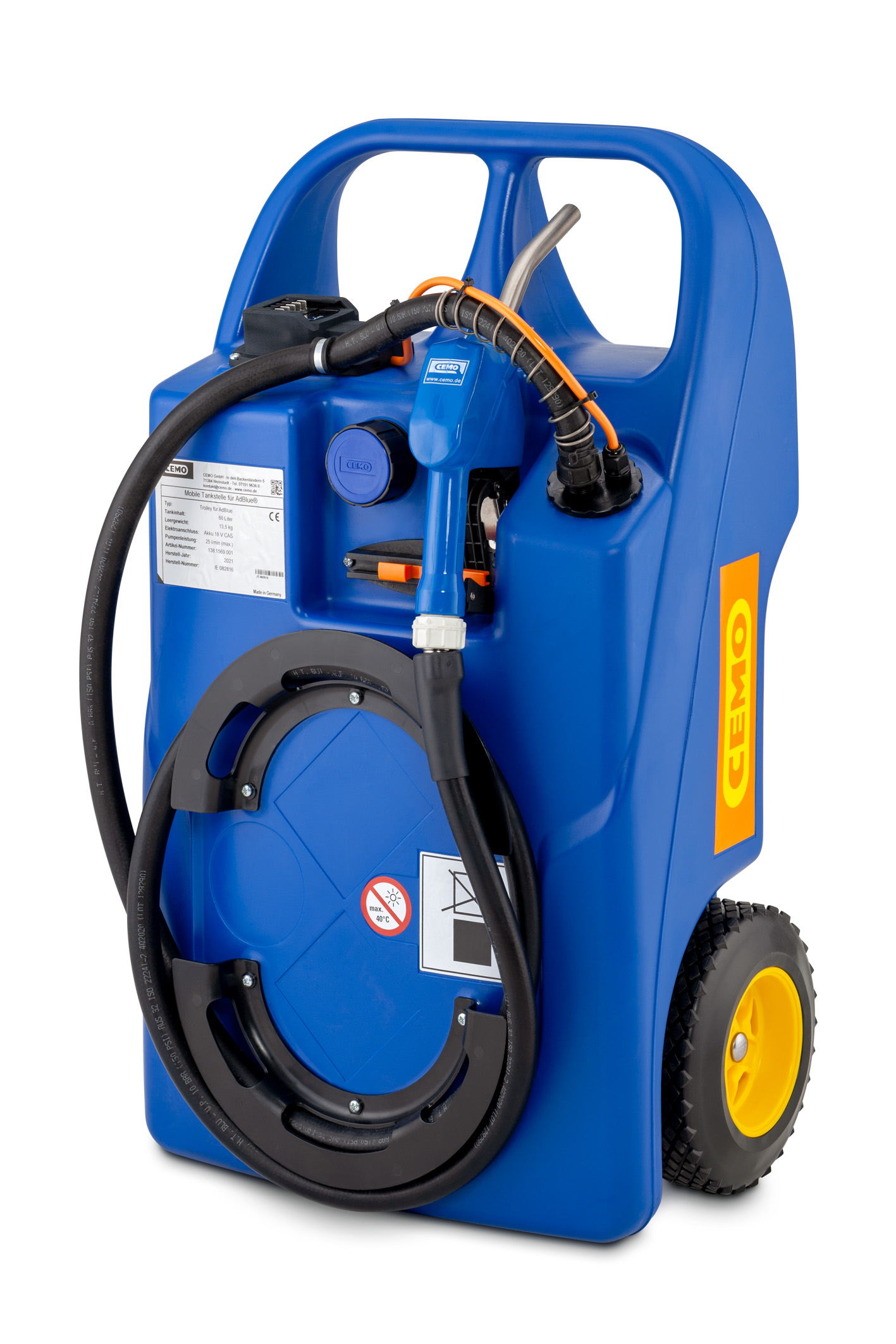 Transporttralle for AdBlue uten CAS lader og batteri 100 L